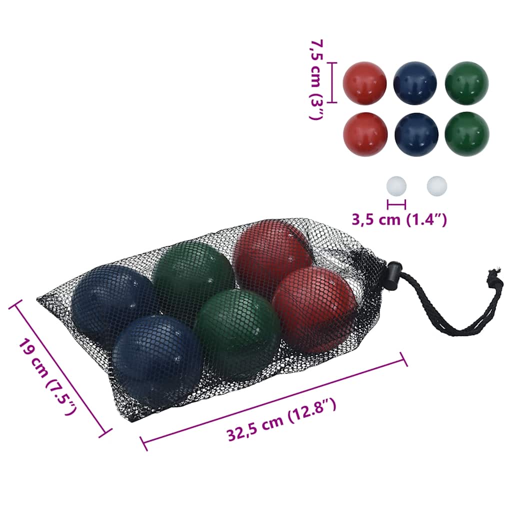 Sada 8 Kusů Koulí Pro Hru Bocce Přenosný Vak Masivní Borovice