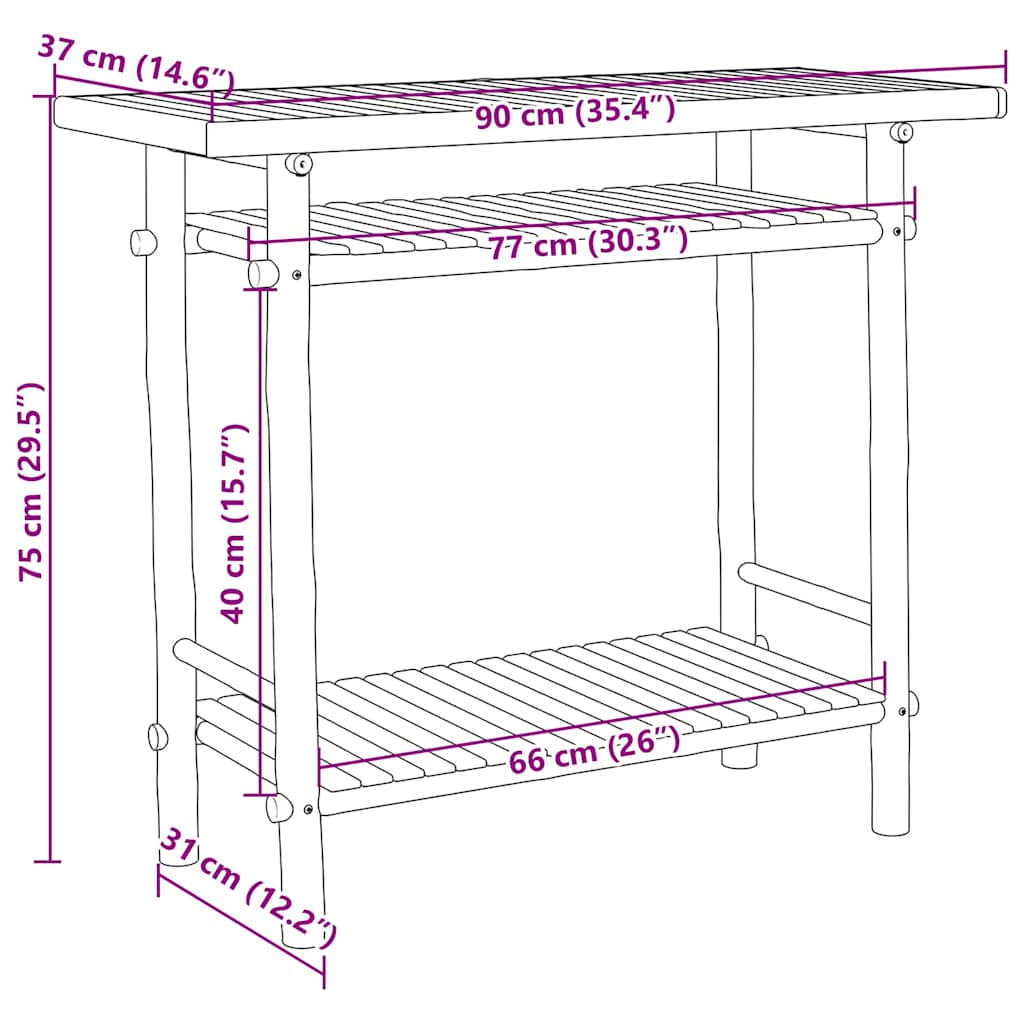 Konzolový Stolek 90 X 37 X 75 Cm Bambus