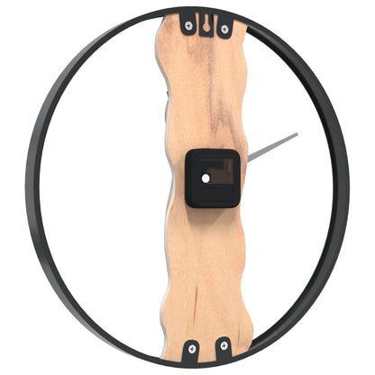 Nástěnné Hodiny Hnědé Ø 35 Cm Železo A Dubové Dřevo