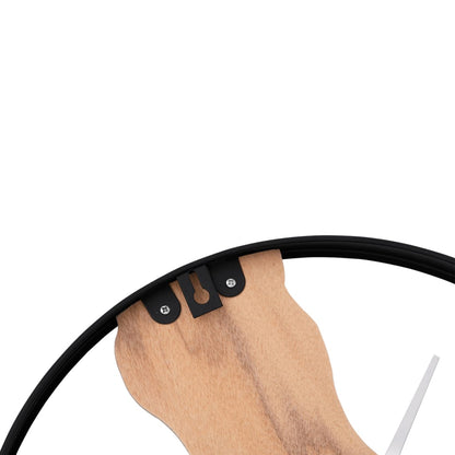 Nástěnné Hodiny Hnědé Ø 35 Cm Železo A Dubové Dřevo