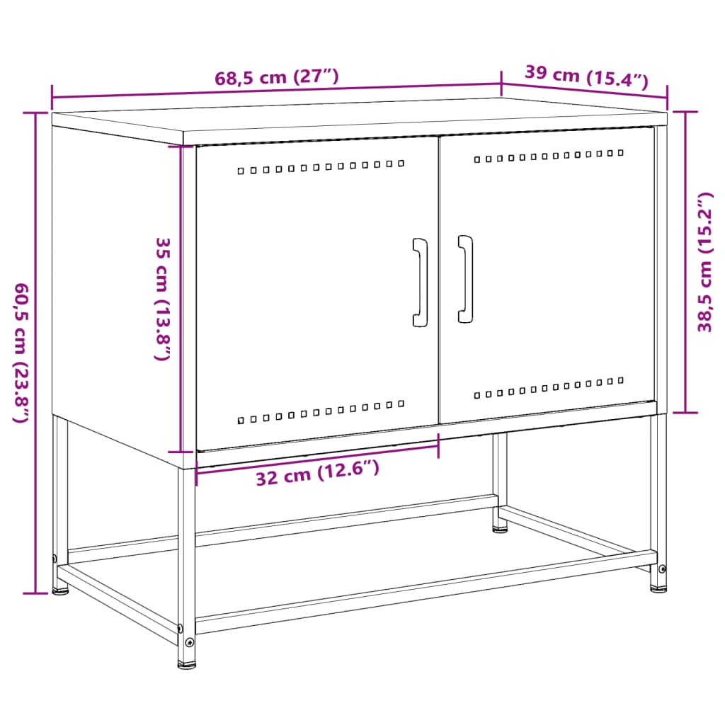Tv Skříňka 68,5 X 39 X 60,5 Cm Ocel
