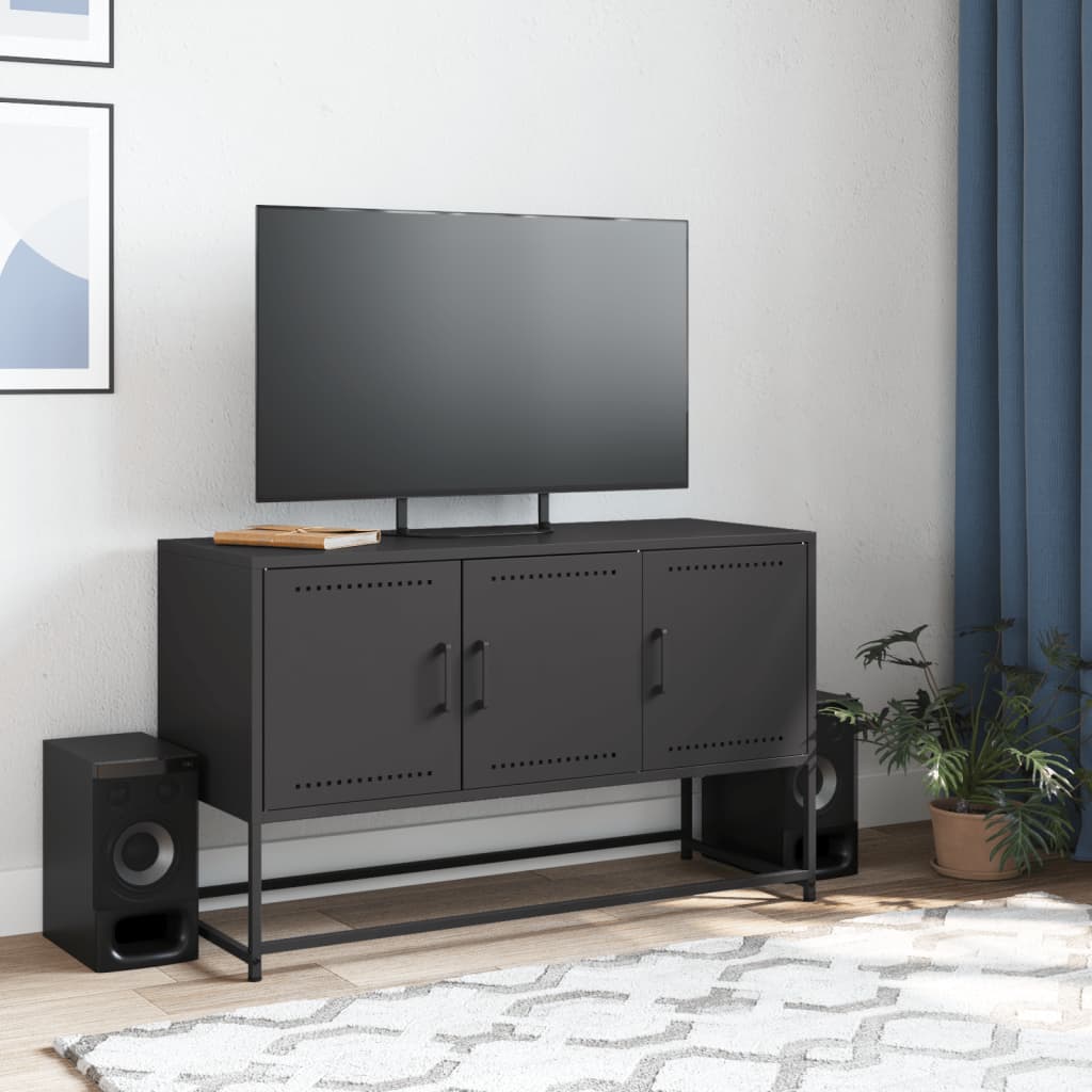Tv Skříňka Černá 100,5 X 39 X 60,5 Cm Ocel