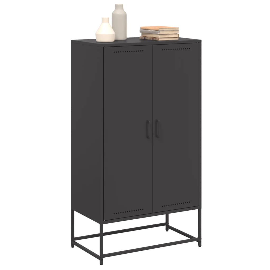 Skříň Highboard Černá 68,5 X 38,5 X 123,5 Cm Ocel