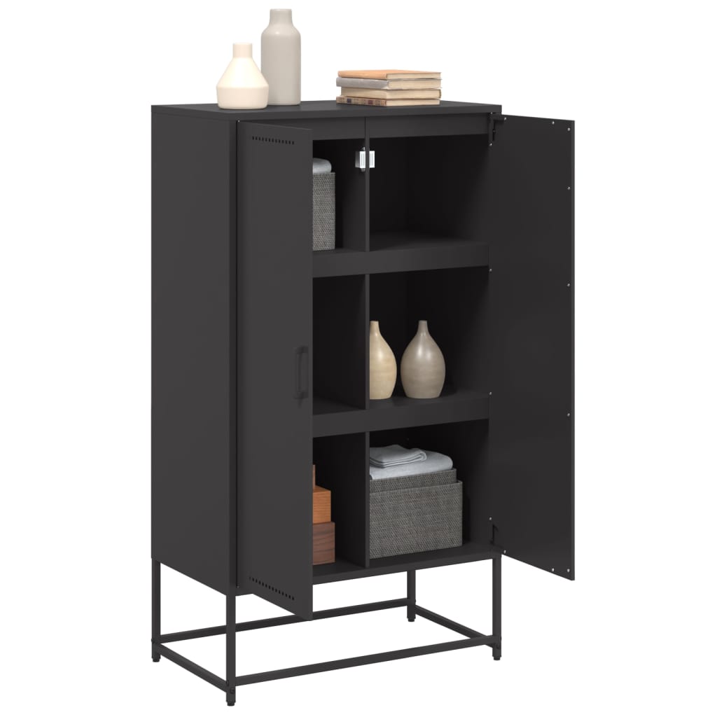 Skříň Highboard Černá 68,5 X 38,5 X 123,5 Cm Ocel