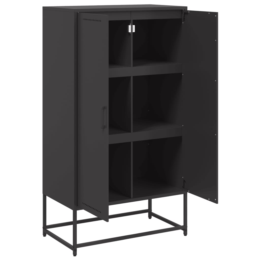Skříň Highboard Černá 68,5 X 38,5 X 123,5 Cm Ocel