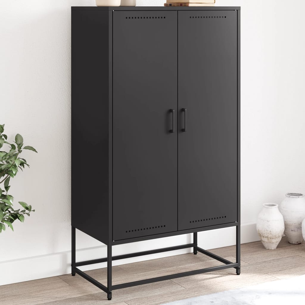 Skříň Highboard Černá 68,5 X 38,5 X 123,5 Cm Ocel
