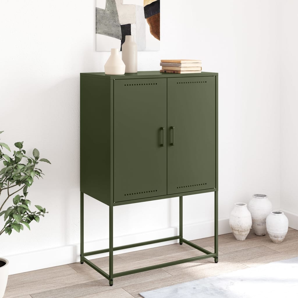 Skříň Highboard Olivově 68,5 X 38,5 X 107 Cm Ocel