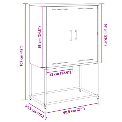 Skříň Highboard Olivově 68,5 X 38,5 X 107 Cm Ocel