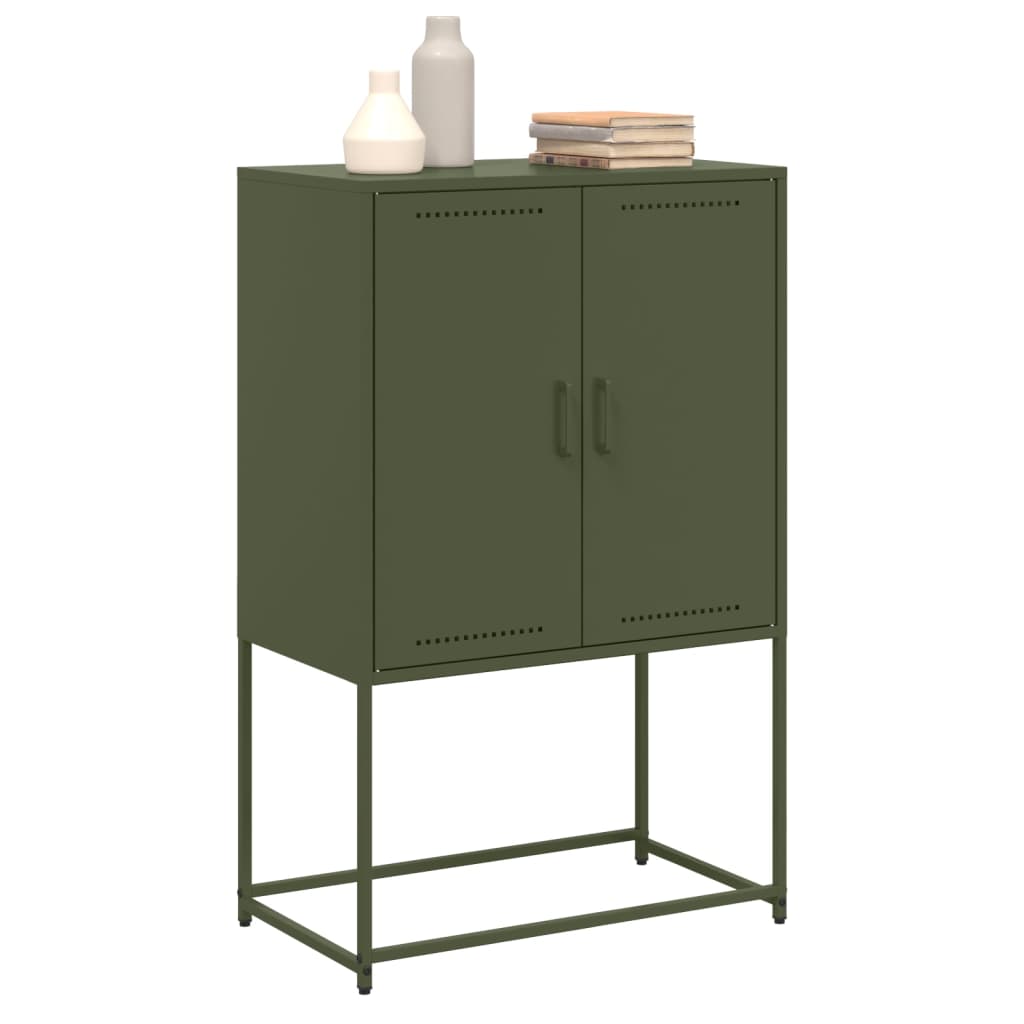 Skříň Highboard Olivově 68,5 X 38,5 X 107 Cm Ocel
