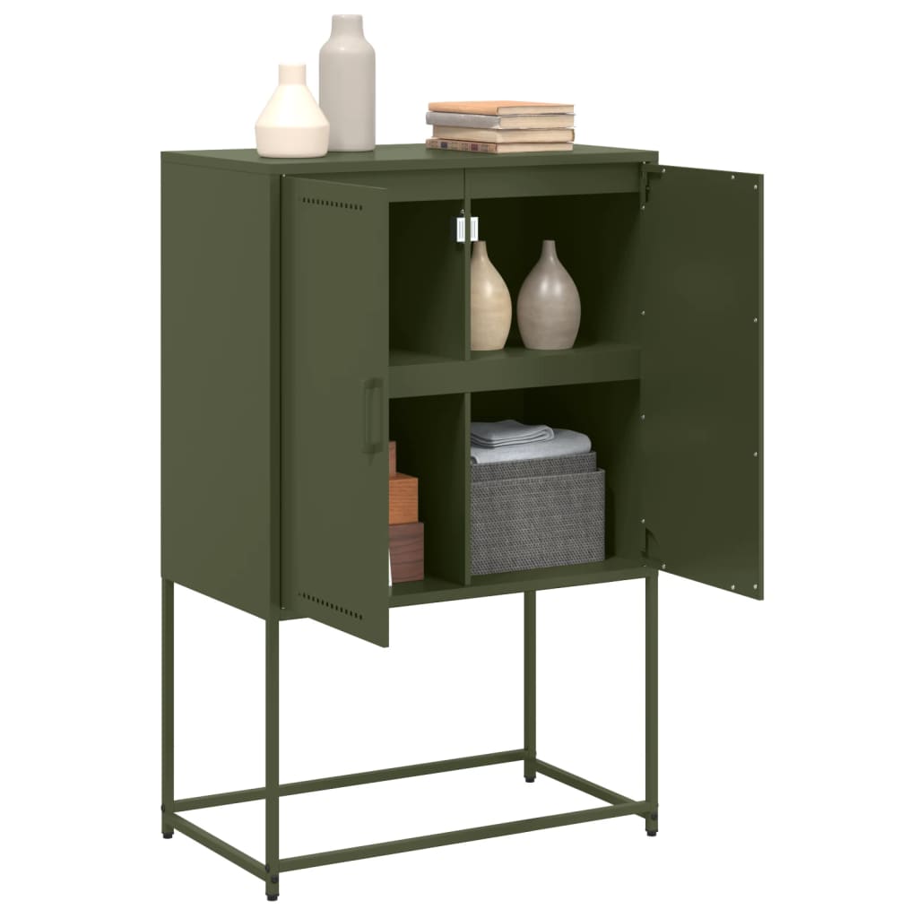 Skříň Highboard Olivově 68,5 X 38,5 X 107 Cm Ocel