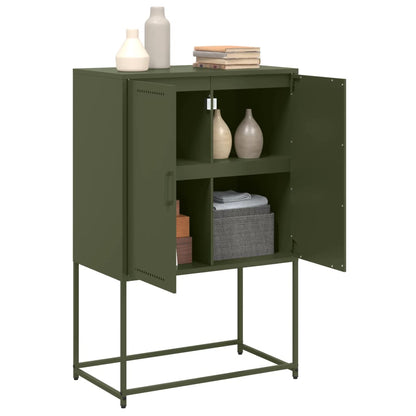 Skříň Highboard Olivově 68,5 X 38,5 X 107 Cm Ocel