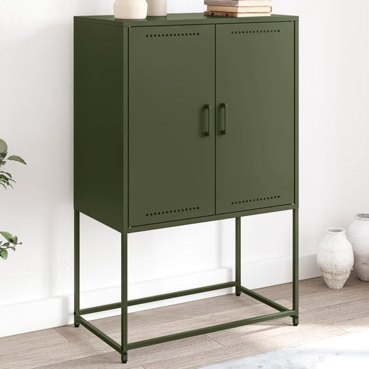 Skříň Highboard Olivově 68,5 X 38,5 X 107 Cm Ocel