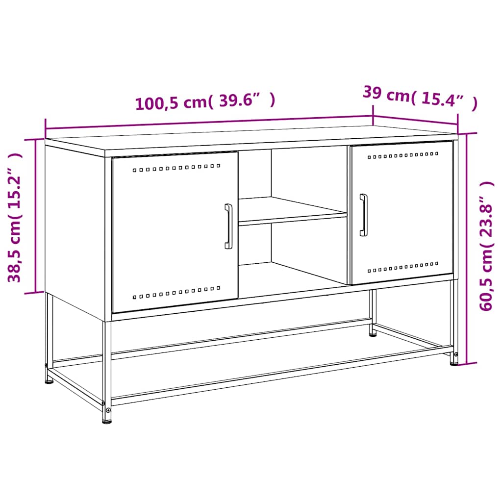 Tv Skříňka 100,5 X 39 X 60,5 Cm Ocel