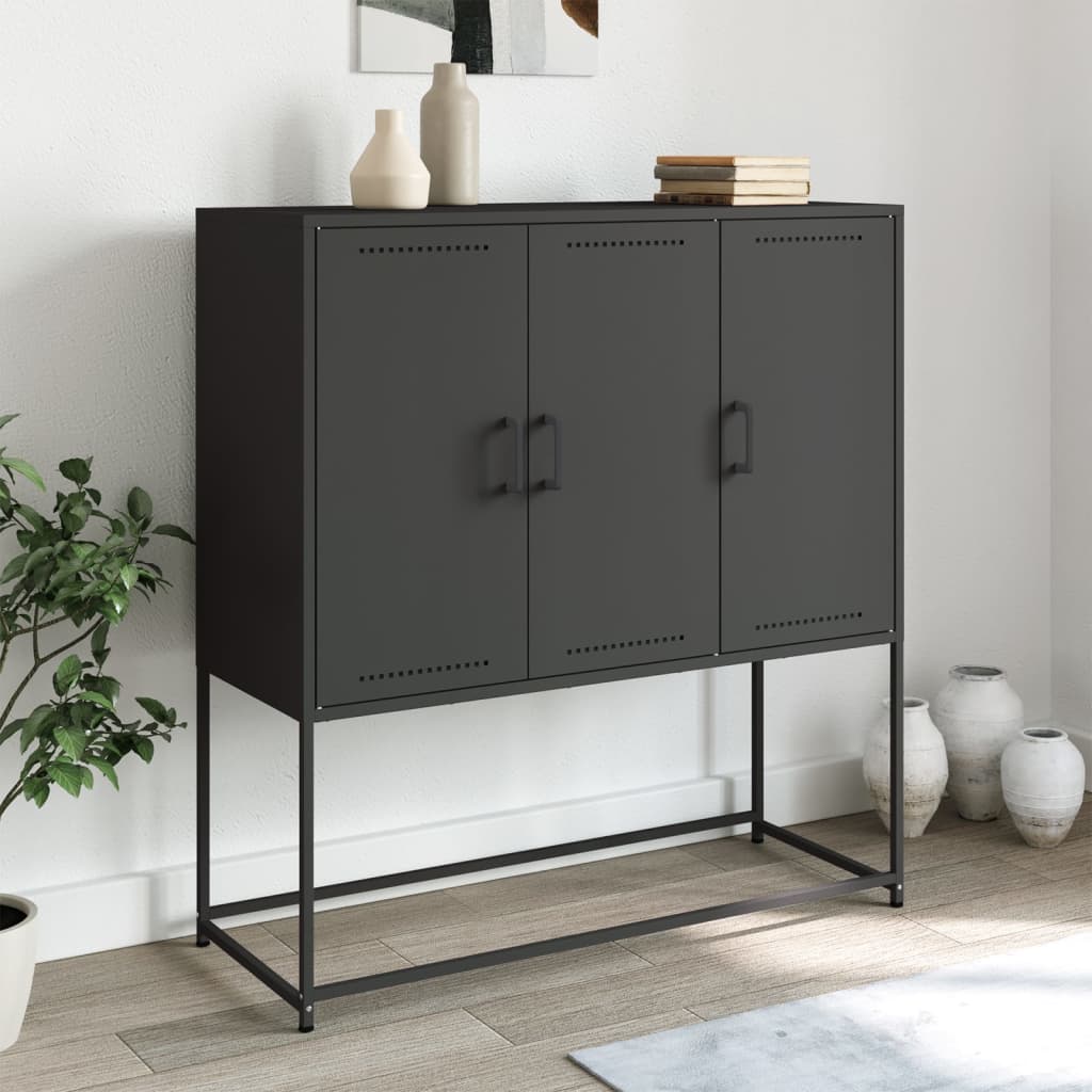 Skříň Highboard Olivově 100,5 X 39 X 107 Cm Ocel