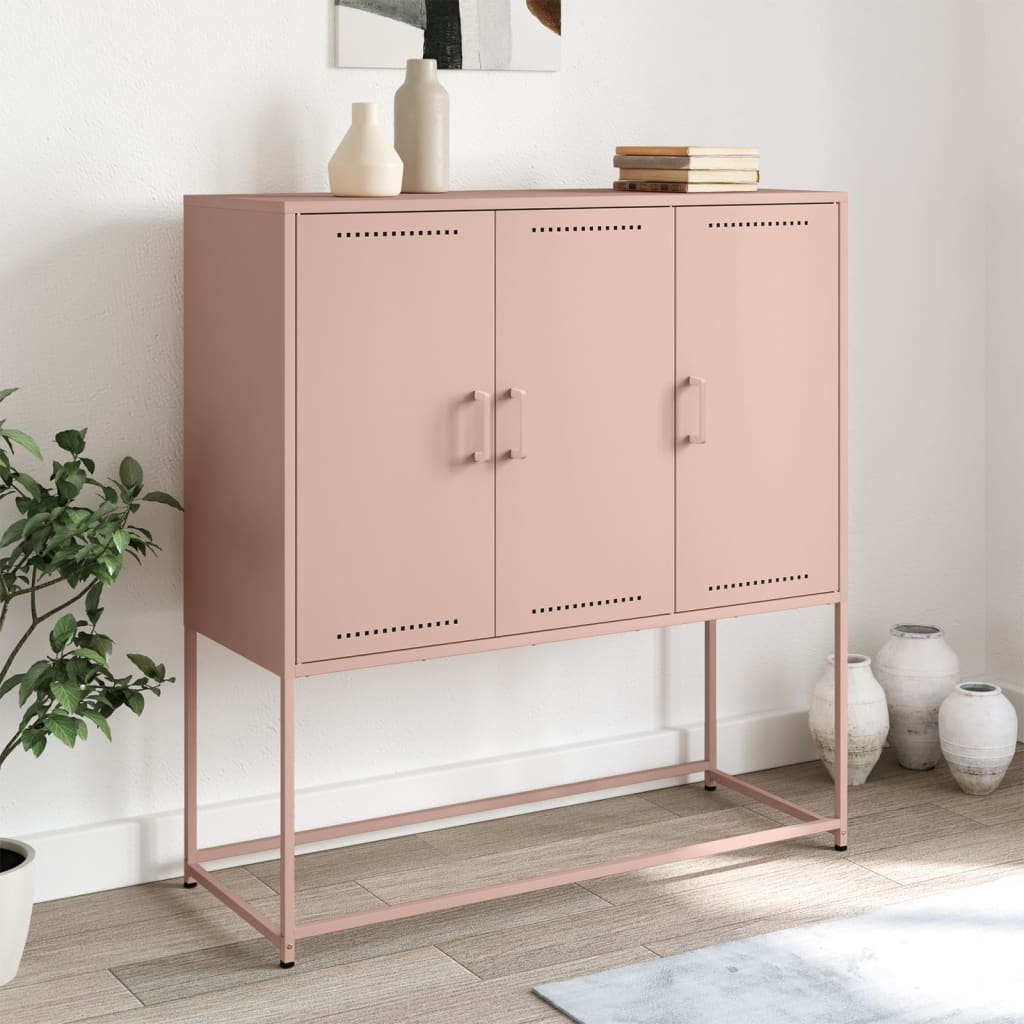 Skříň Highboard Olivově 100,5 X 39 X 107 Cm Ocel