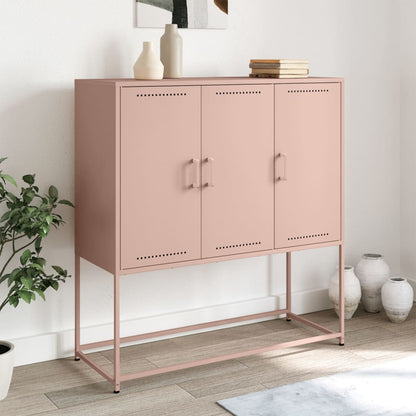 Skříň Highboard Olivově 100,5 X 39 X 107 Cm Ocel