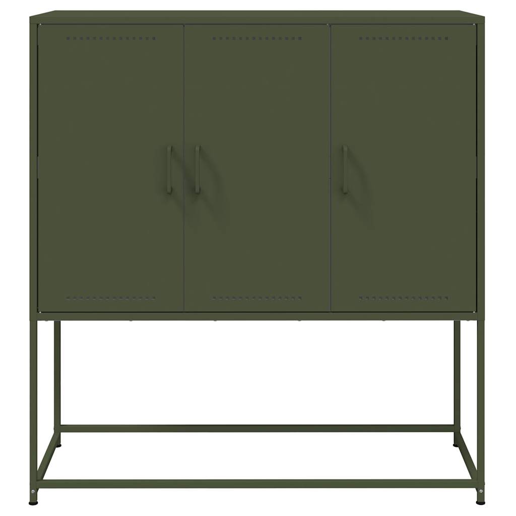 Skříň Highboard Olivově 100,5 X 39 X 107 Cm Ocel