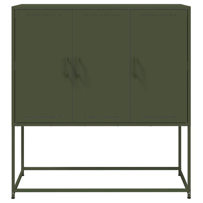 Skříň Highboard Olivově 100,5 X 39 X 107 Cm Ocel