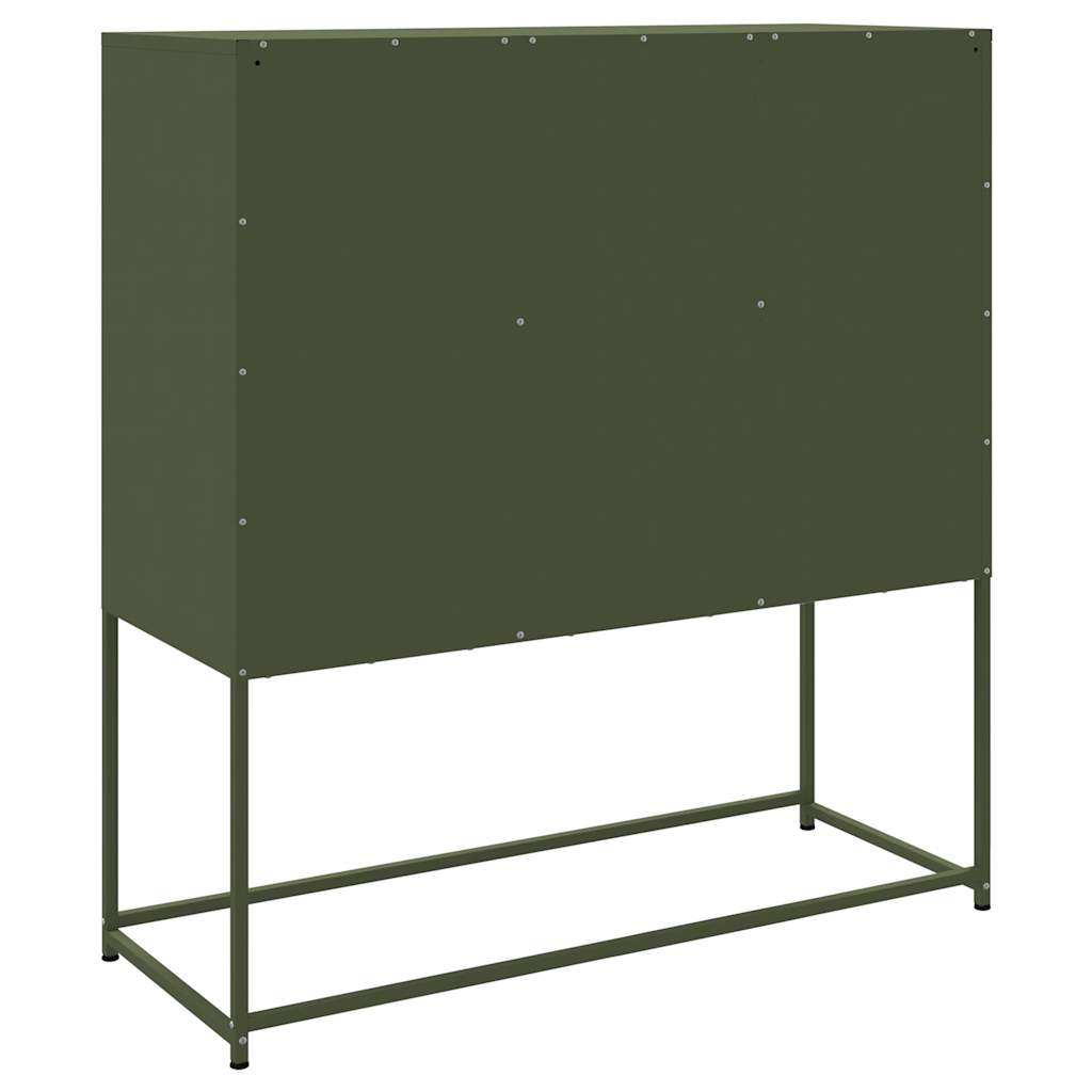 Skříň Highboard Olivově 100,5 X 39 X 107 Cm Ocel