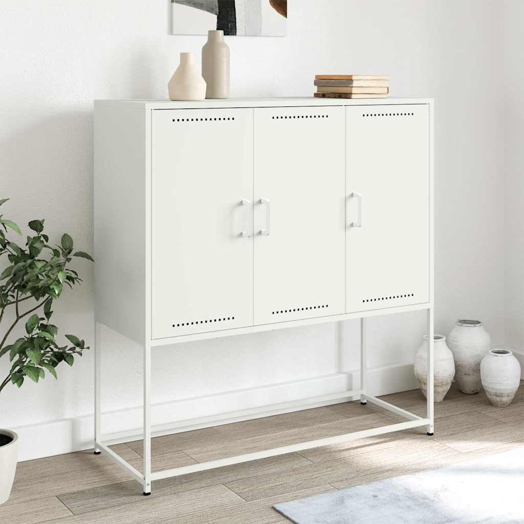Skříň Highboard Olivově 100,5 X 39 X 107 Cm Ocel