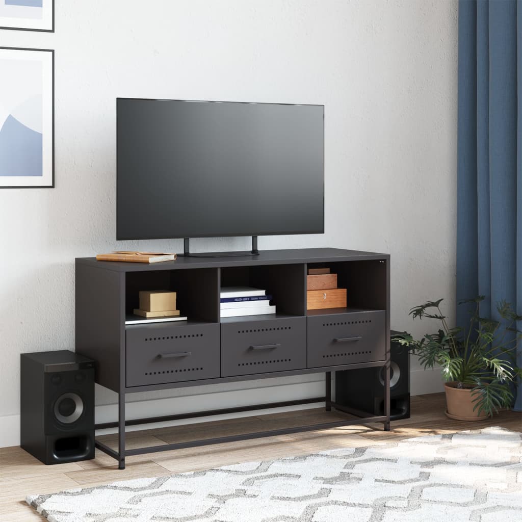 Tv Skříňka Černá 100,5 X 39 X 60,5 Cm Ocel