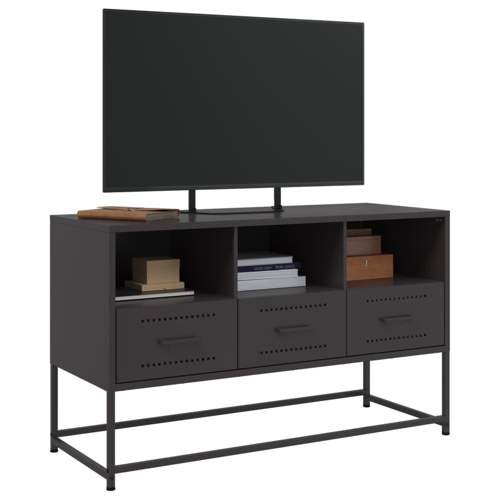 Tv Skříňka Černá 100,5 X 39 X 60,5 Cm Ocel