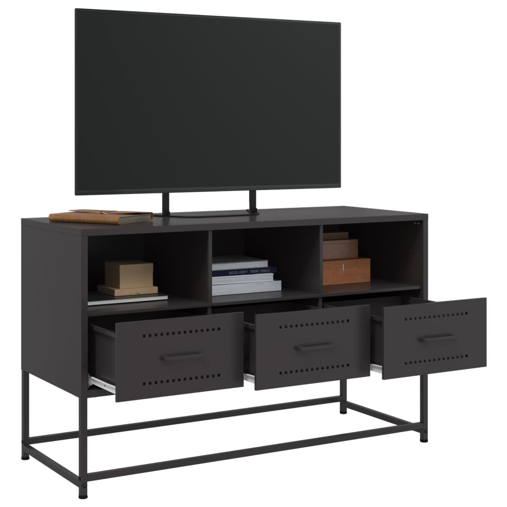 Tv Skříňka Černá 100,5 X 39 X 60,5 Cm Ocel