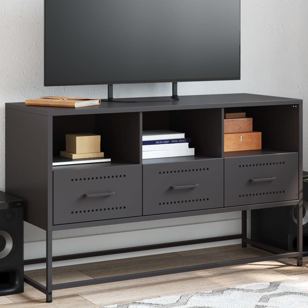 Tv Skříňka Černá 100,5 X 39 X 60,5 Cm Ocel