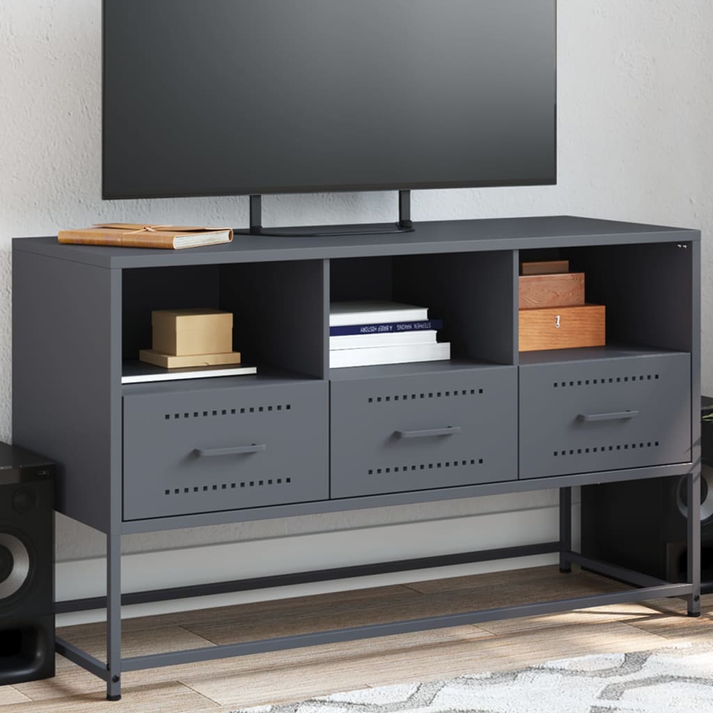Tv Skříňka Černá 100,5 X 39 X 60,5 Cm Ocel