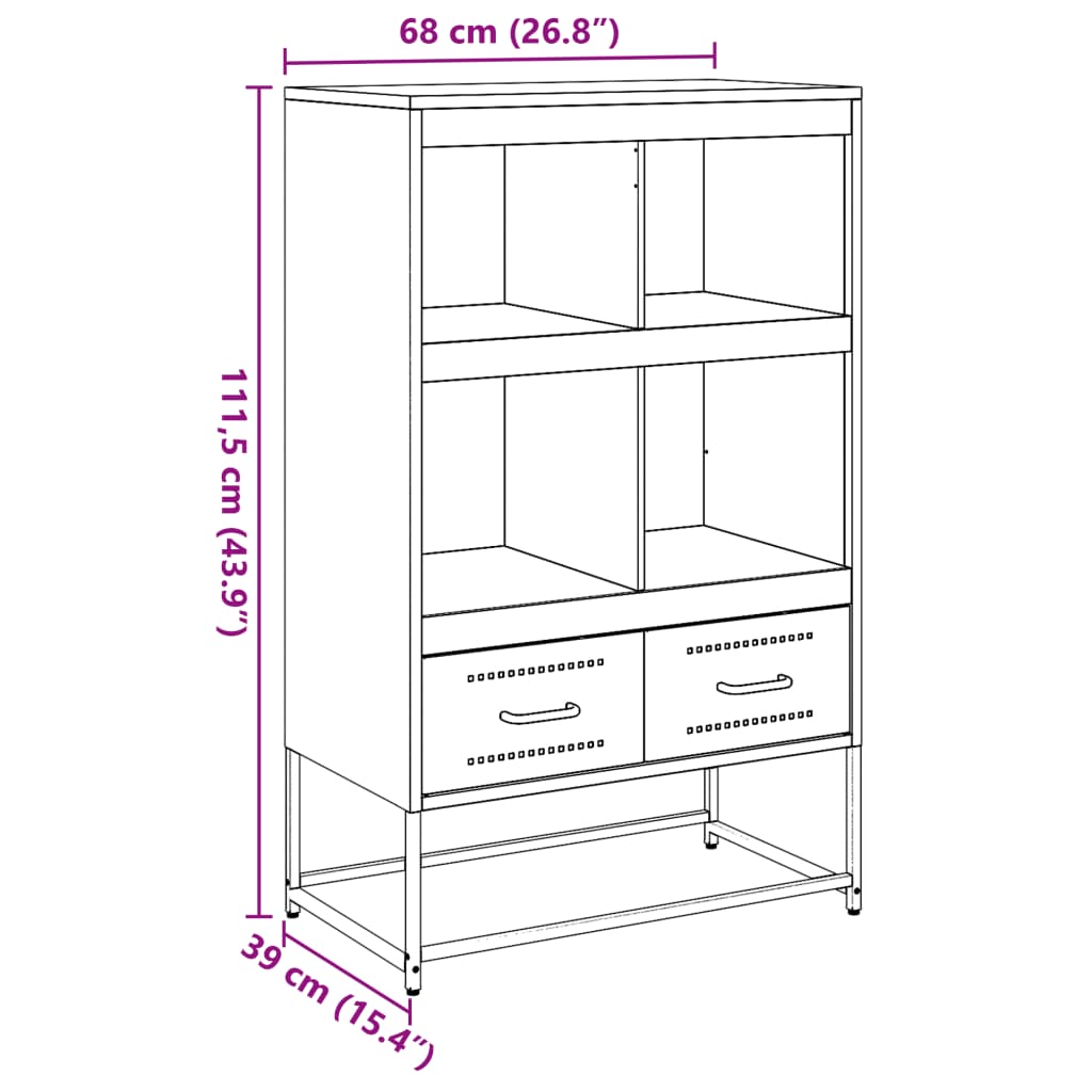 Skříň Highboard Olivově 68 X 39 X 111,5 Cm Ocel
