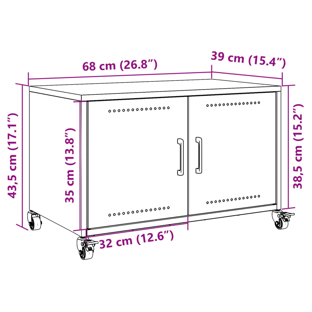 Tv Skříňka 68 X 39 X 43,5 Cm Ocel