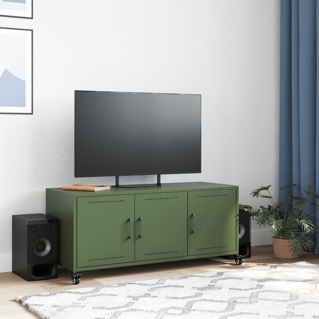 Tv Skříňka Olivově 100,5 X 39 X 43,5 Cm Ocel