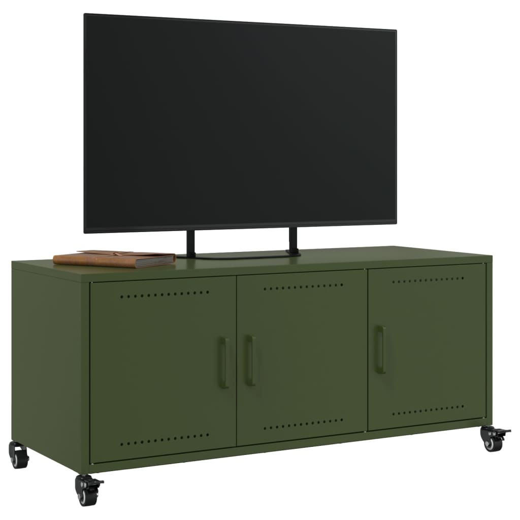 Tv Skříňka Olivově 100,5 X 39 X 43,5 Cm Ocel