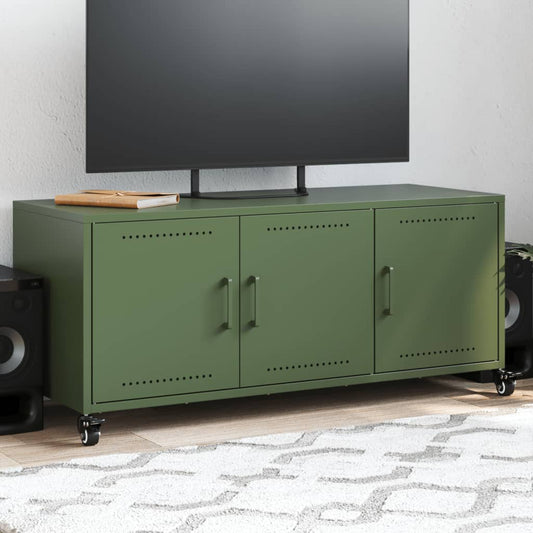 Tv Skříňka Olivově 100,5 X 39 X 43,5 Cm Ocel