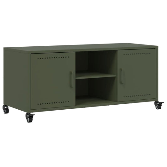 Tv Skříňka Olivově 100,5 X 39 X 43,5 Cm Ocel