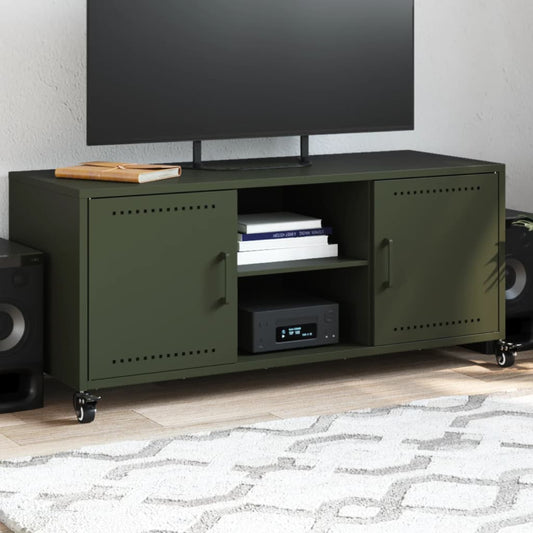 Tv Skříňka Olivově 100,5 X 39 X 43,5 Cm Ocel