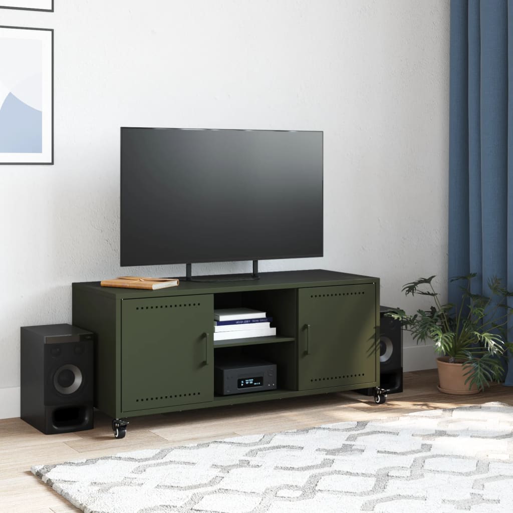 Tv Skříňka Olivově 100,5 X 39 X 43,5 Cm Ocel
