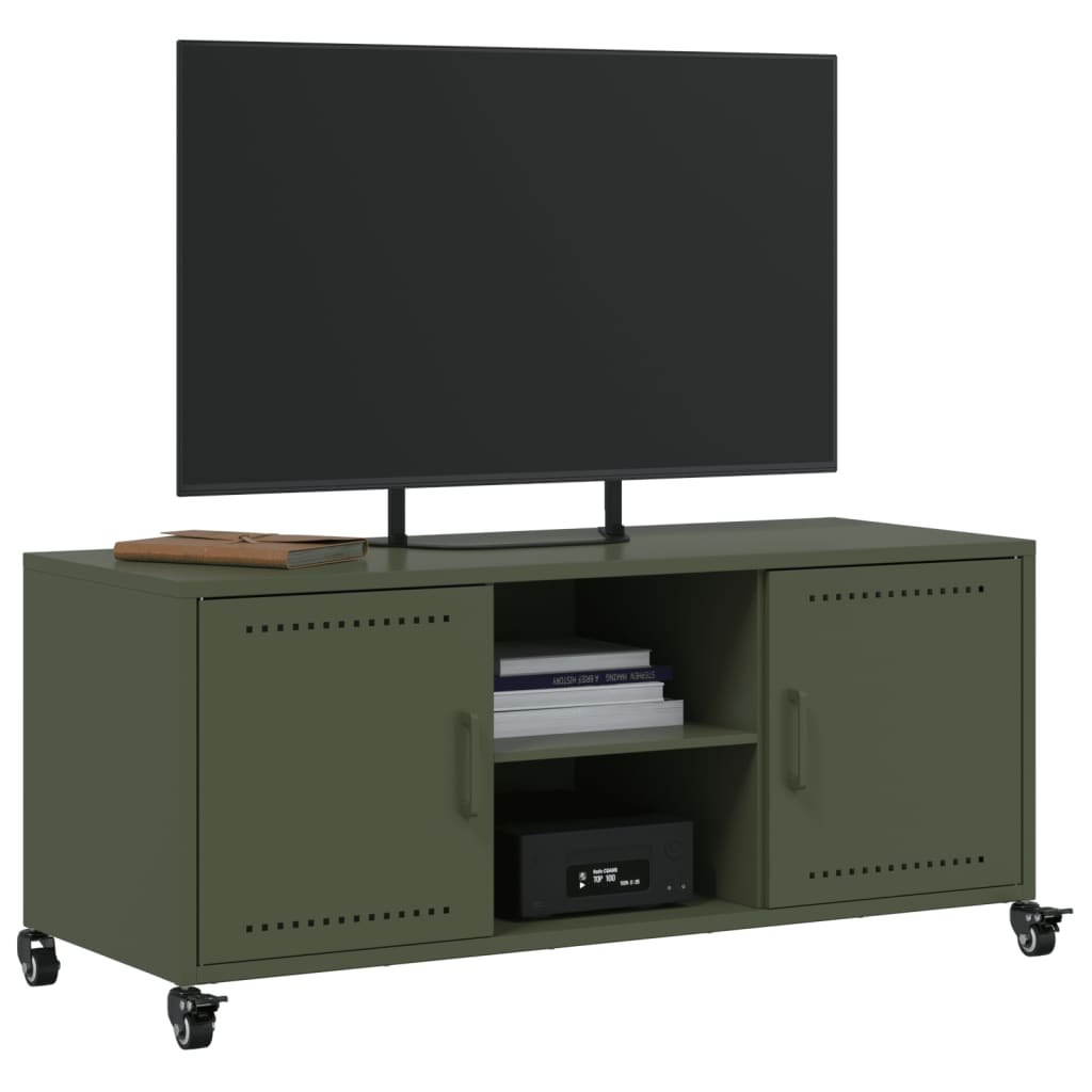 Tv Skříňka Olivově 100,5 X 39 X 43,5 Cm Ocel