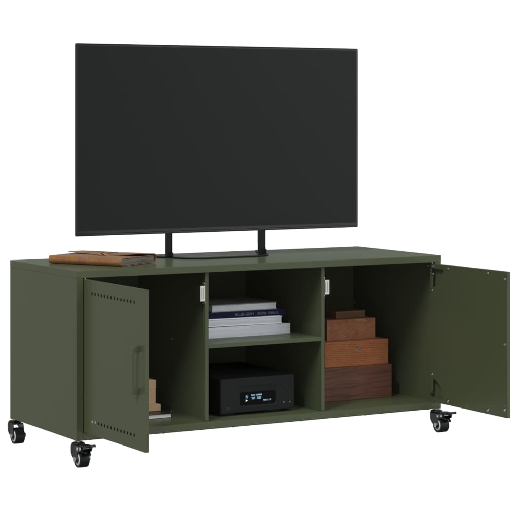 Tv Skříňka Olivově 100,5 X 39 X 43,5 Cm Ocel