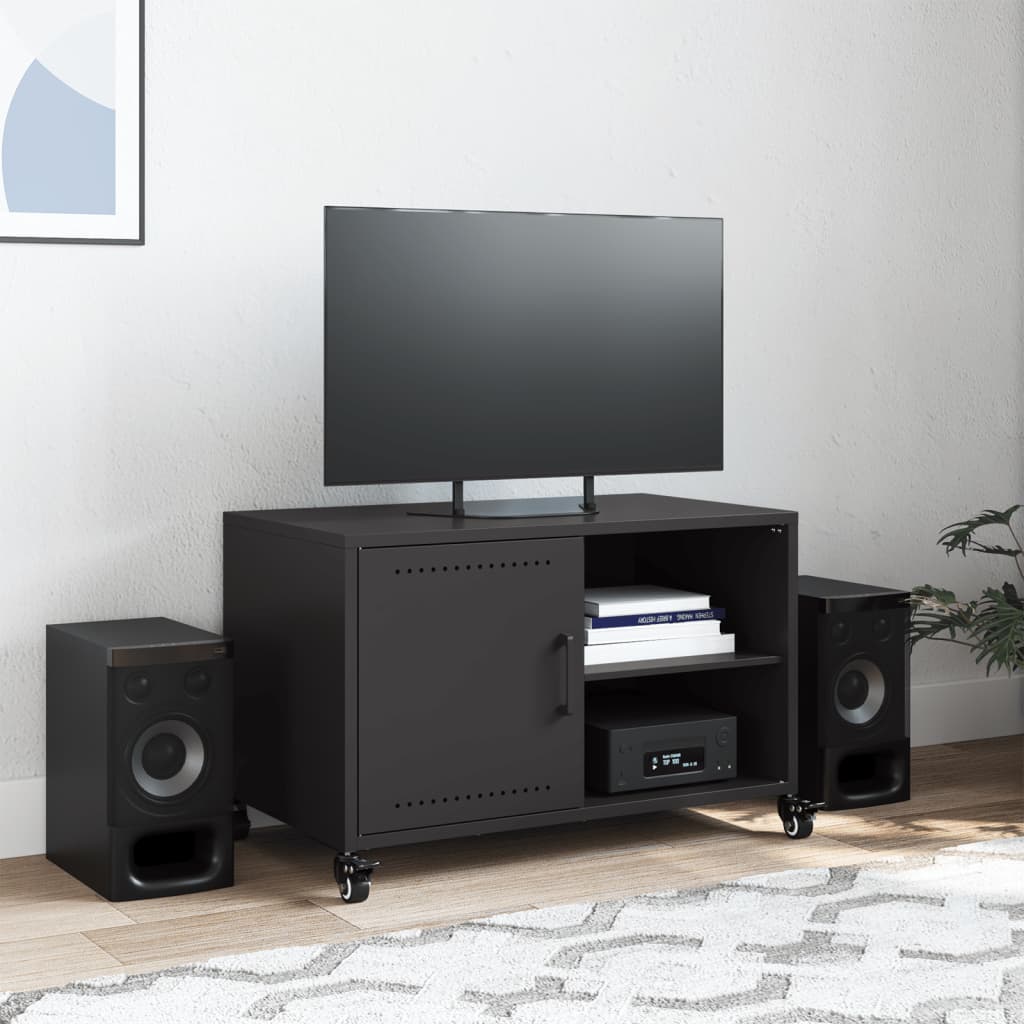Tv Skříňka Černá 68 X 39 X 43,5 Cm Ocel