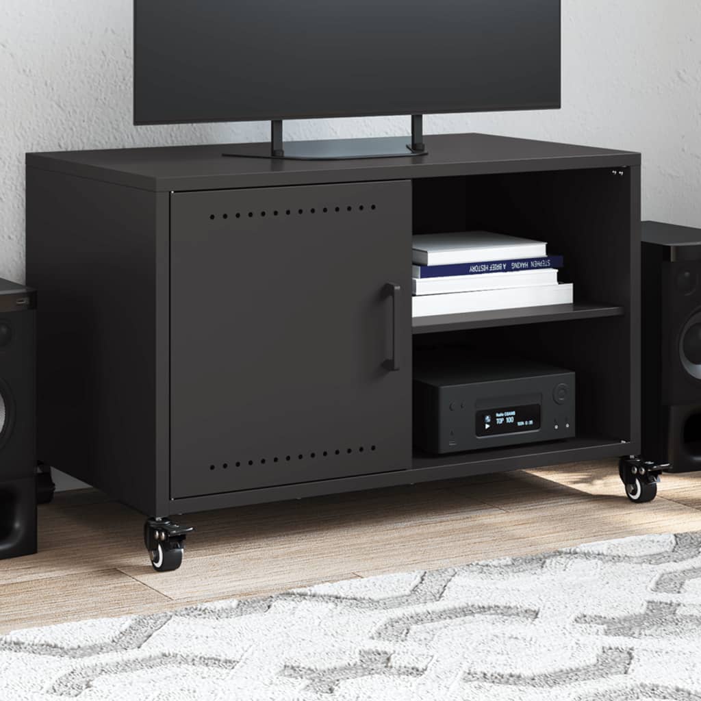 Tv Skříňka Černá 68 X 39 X 43,5 Cm Ocel