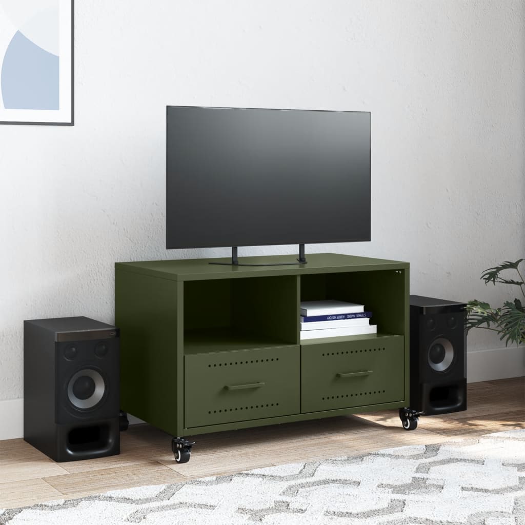 Tv Skříňka Olivově 68 X 39 X 43,5 Cm Ocel