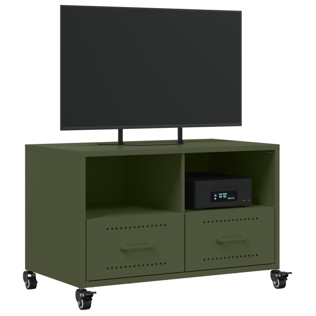 Tv Skříňka Olivově 68 X 39 X 43,5 Cm Ocel