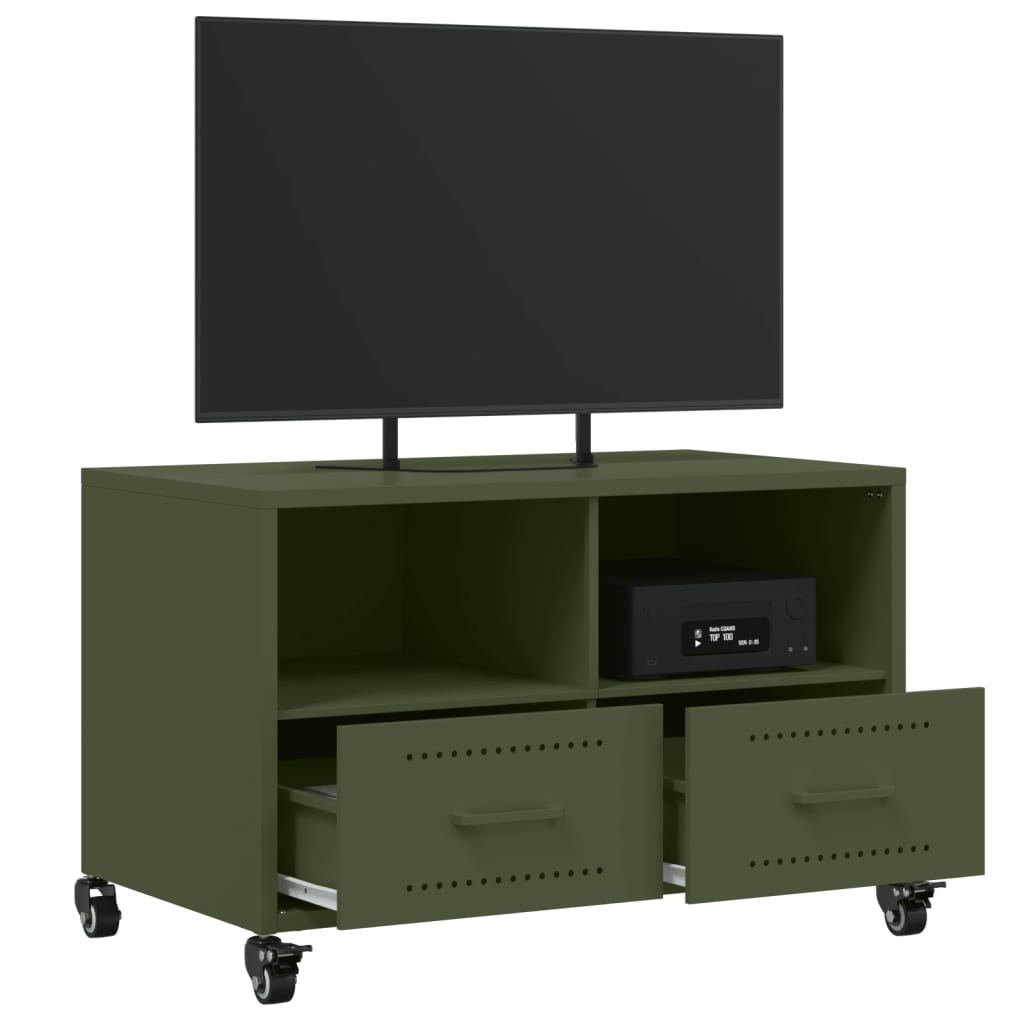 Tv Skříňka Olivově 68 X 39 X 43,5 Cm Ocel