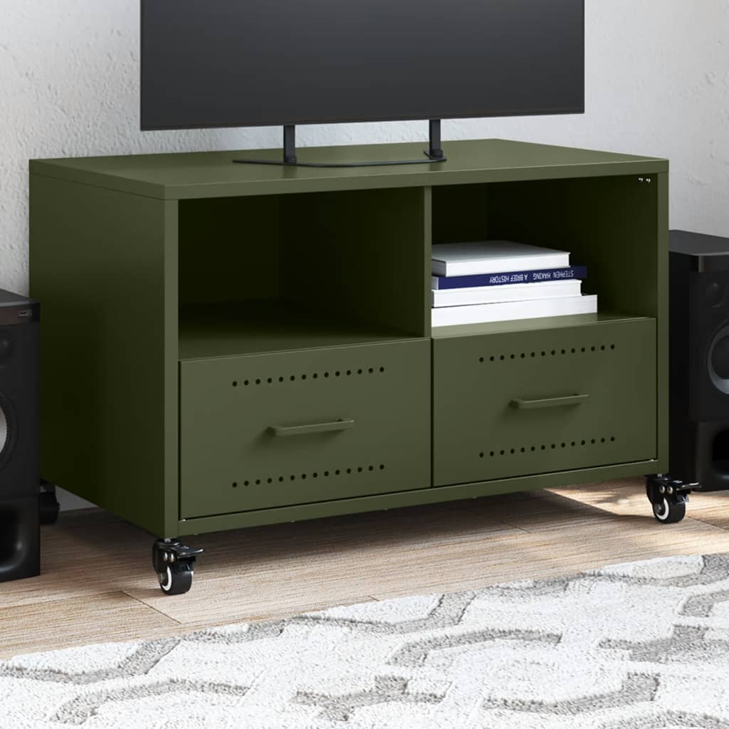 Tv Skříňka Olivově 68 X 39 X 43,5 Cm Ocel