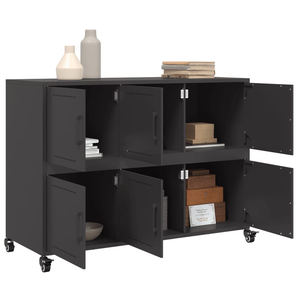 Příborník Černý 100,5 X 39 X 72 Cm Ocel