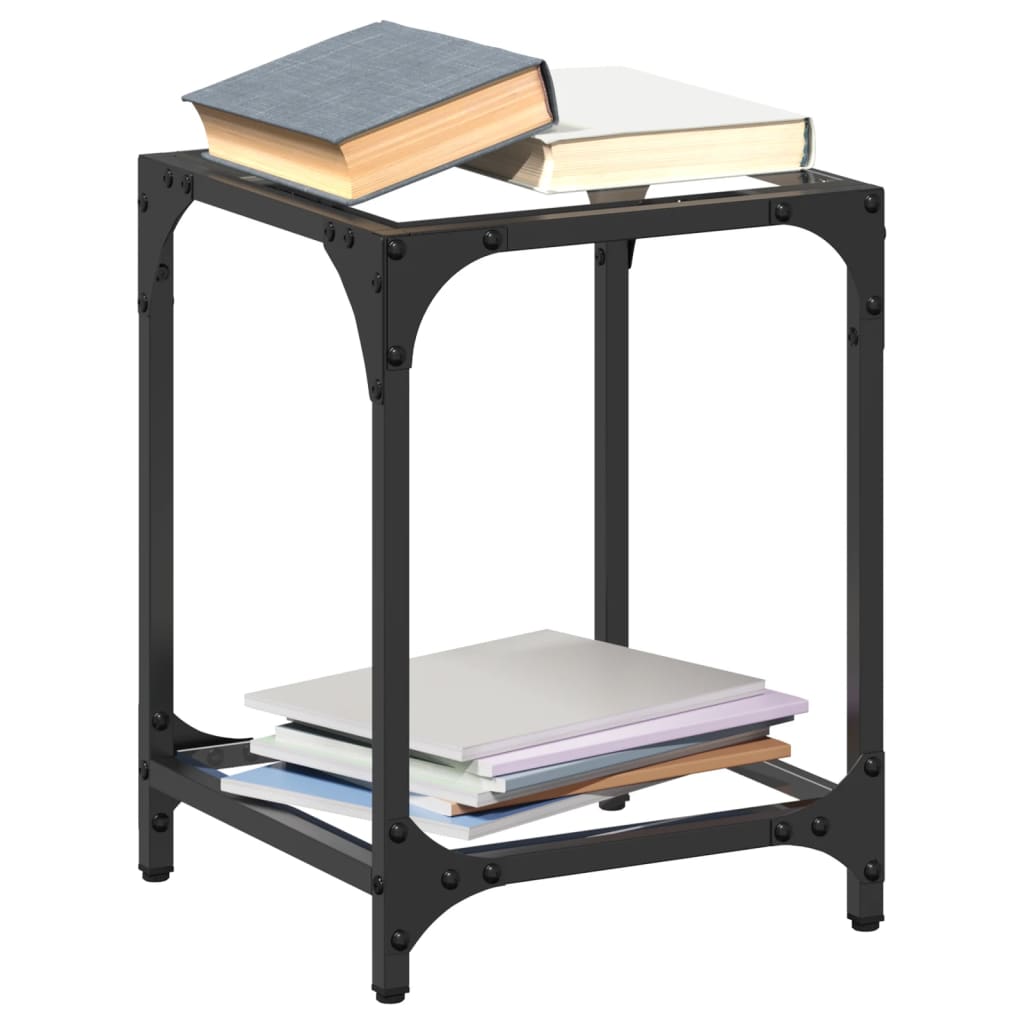 Konferenční Stolky Průhledná Skleněná Deska 2Ks 40X40X40Cm Ocel