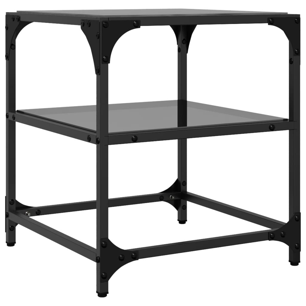 Konferenční Stolky Černá Skleněná Deska 2 Ks 40X40X45 Cm Ocel