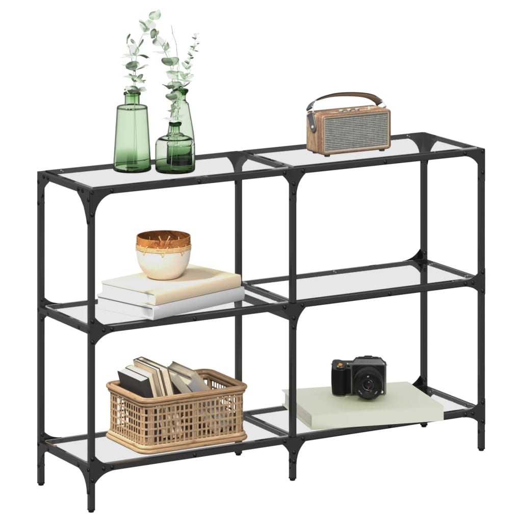 Konzolový Stolek Průhledná Skleněná Deska 118,5X30X81 Cm Ocel