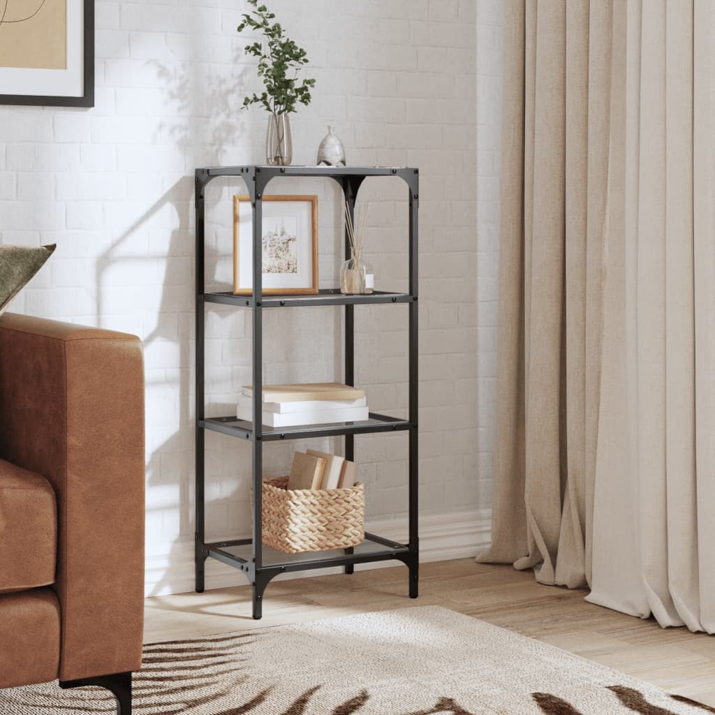 Úložný Regál S Průhlednou Skleněnou Deskou 40X30X195 Cm Ocel